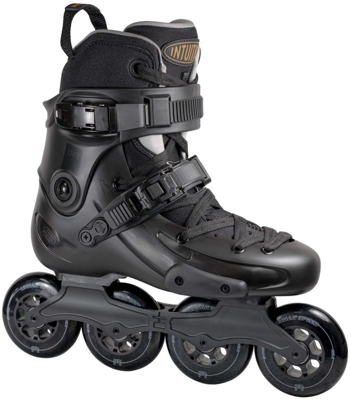 black FR inline skate UFR 90 with INTUITION liner with four wheels of 90 mm